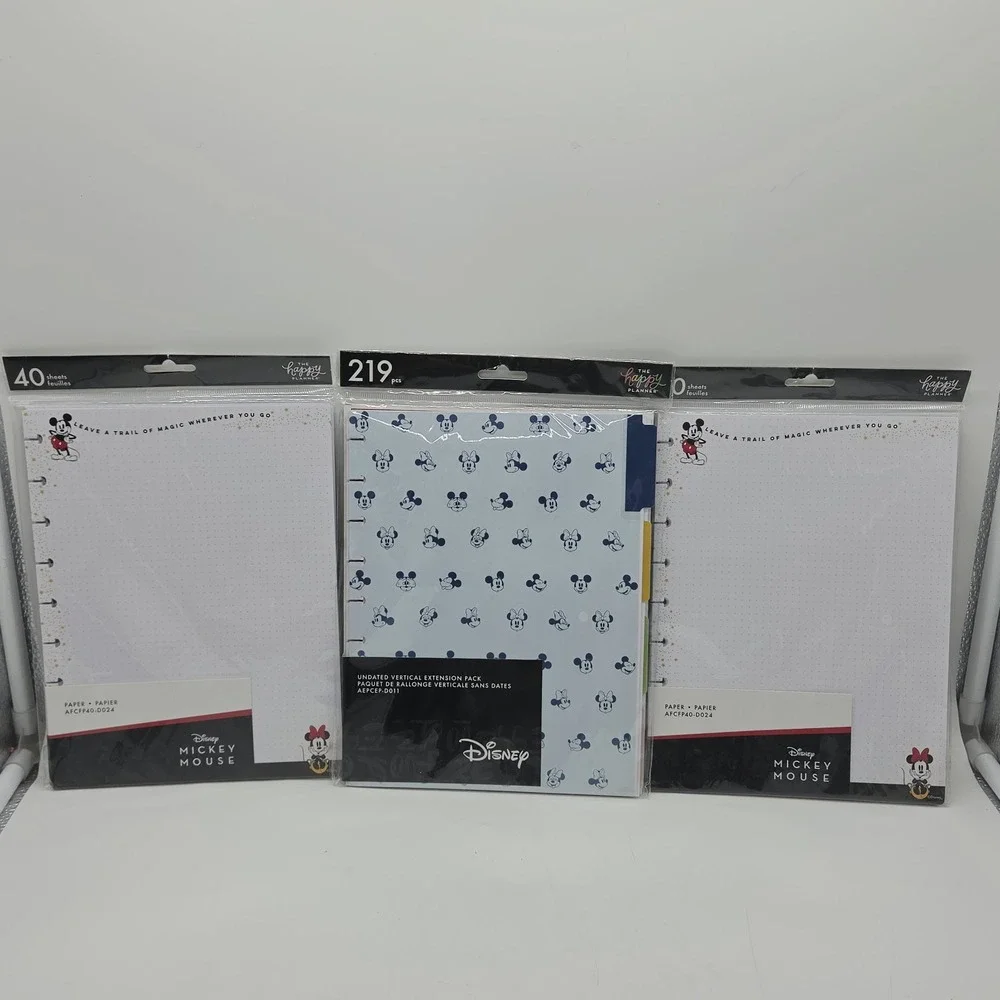 NEW 3x Happy Planner DISNEY Mickey Minnie Mouse Classic Paper Stickers Folder